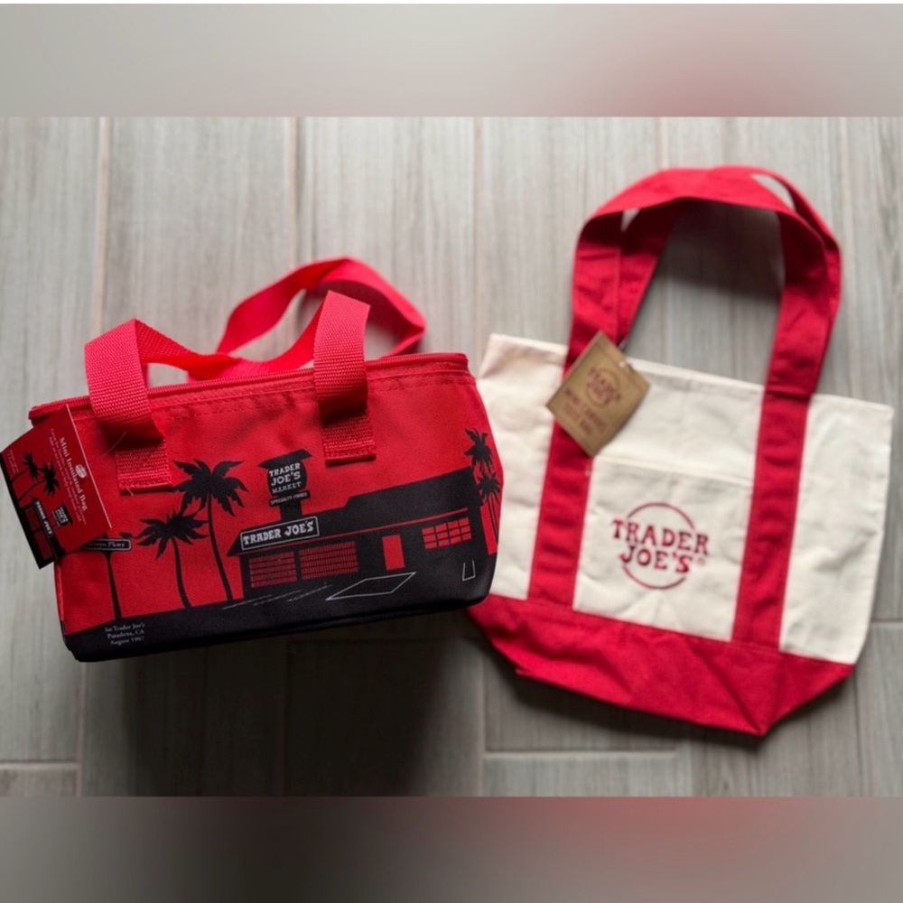 Trader Joe’s Viral Insulated Cooler and Mini Canvas Bag, Both red NWT